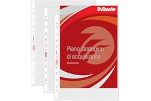 Esselte Buste Perforate Deluxe, in PPL Antiriflesso, Trasparente (Antiriflesso Standard), 22x30 cm, Confezione da 25 Buste, 392597600