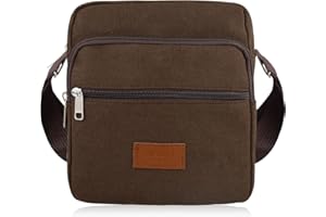 AfitLulu Canvas Small Shoulder Bags for Men, 4 Zipper Pockets Cross Body Bag Men Satchel Bag Casual Mens Messenger Bag with Adjustable Shoulder Straps for Organize Daily Necessities