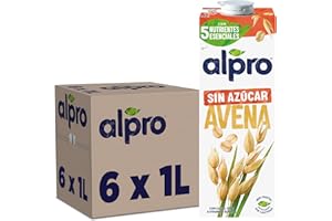 Alpro Bebida Vegetal de Avena sin Ázucar - Pack de 6 x 1L