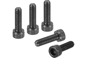 DTGN M6-1x20 Bulloni per Viti a Testa Esagonale - 25 Pezzi - Buoni per Bici da Strada, Bici da Montagna, Auto,- Viti Metriche a Testa Esagonale in Acciaio Carbonio, Nero