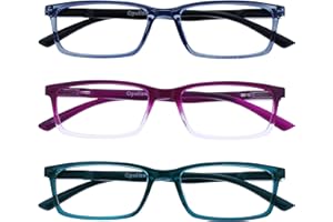 OPULIZE SEE Occhiali da lettura uomo e donna, Anti Luce Blu con Lenti Antibagliore, Protezione UV, Montatura Rettangolare, Cerniere a Molla