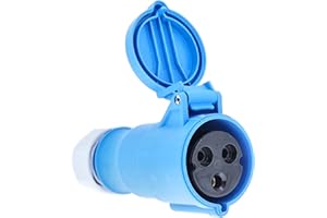 as - Schwabe CEE Enchufe Hembra para caravanas y Industria - 230 V / 32 A & 3-Polos - con Tapa abatible - Resistente para Exteriores IP44 - con conexión por Tornillo - Made in Germany - Azul, 60592