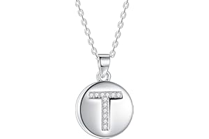 J.Endéar Letra inicial A-Z Collar Plata de ley 925 Disco Zirconia Letra Colgante para mujer Joyería personalizada, Longitud de cadena 40 + 5cm