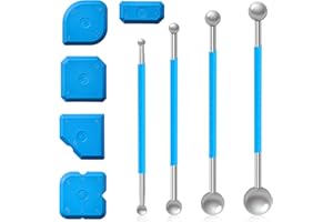 SDHIIOLP Werkzeug Schaber Kit Fugenglätter Set 9-teilig, silikonfugen abzieher, 4 Stück Silikonfugenglätter, 5 Stück Stahlkugel, Doppelend-Silikonfugenzieher, Abdichtungswerkzeugsatz für Fliesen