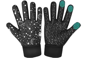 AOTOW Guanti invernali termici per bambini, con touch screen, caldi, per bambini, invernali, per bambini, caldi, antivento, antiscivolo, in pile, per 6-12 giovani e ragazze