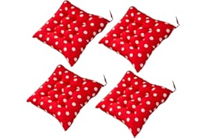 AGDLLYD 4 cómodos Cojines Cuadrados para Silla (Lunares), tapicería para Exteriores, Cojines para Patio, Cocina de jardín, cojín para Silla de Comedor 40x40x8 cm (Rojo)