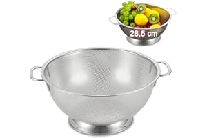 YANJINGHE Scolapasta Microforato in Acciaio Inox, Colapasta Metallico Perforato per Cucina con Manico e Base, Filtro Professionale, Filtro Durevole per Scolare Verdura, Frutta, Riso e Pasta, 28,5 cm