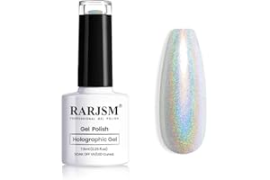 RARJSM Holographic Nail Polish Silver Glitter Nail Polish 1PCS 7.5ML Metallic Gel Polish UV/LED Lamp Curved for Salon Nail Art Gift RAR67