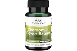 ‎SWANSON Swanson, Chamomille Flower Extract, 60 glutenfreie Kapseln, 500mg Kamillenblüten-Extrakt je Dosis, Sojafrei, GMO frei, Geschmacksneutral