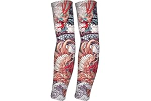 ZaliOan Ttuaje Mangas del Brazo para Hombre,1 Pares Manguitos de Compresión,Manguitos Ciclismo de Protección UV Elástica, para Senderismo, Baloncesto, Fútbol, Correr,Deportes al Aire Libre