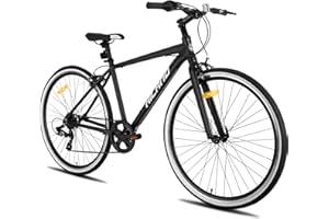 HH HILAND HILAND 28 Pulgadas Bicicleta de Paseo para Hombre y Mujer, Bicicleta Cómoda Urban City con 7 Velocidades, Negro/Verde Menta/Gris Verde/Azul