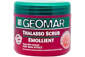 GEOMAR | Emollientes Thalasso Peeling, Tiefenerneuerung der Haut, Neuer Hauteffekt, mit Meersalz, Erdbeerkernen und Spurenelementen aus dem Toten Meer, Made in Italy, 600 g