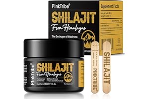 P!NKTRIBE Shilajit, Gold Grade Shilajit Resin -100% Original and Pure Himalayan Shilajit with 60% Fulvic Acid and 85+ Trace Minerals, Vegan