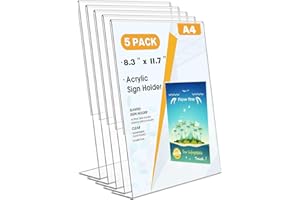 Flow fire 5 Stück Plexiglas Aufsteller A4, Acryl Tischaufsteller A4 Schilderhalter, L A4 Tischschildhalter für Flyer Display