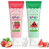 Fluoride Free Children's Toothpaste 2x60g | Strawberry/Watermelon Flavor | Safe to Swallow | Gentle on Sensitive Milk Teeth a
