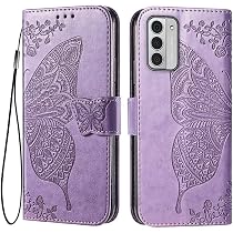 Handyhülle Flip Case Für Nokia G42 5G – PU Leder Mit Kartenfach, Ständer Und Kameraschutz, Grüner Schmetterling
