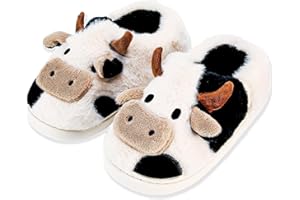 Coswind Pantofole Donna Uomo Invernali Ciabatte di Mucca Caldo with Memory Foam Cartone Animato Sliders Morbido Peluche Interno Esterno Slippers