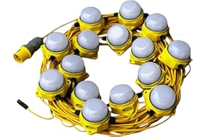 CONNEXION ELECTRICAL LTD Connexion 110V LED Festoon Lighting Kit - 50M, Cable, 120W, 6400K, 14400 Lumens - Job Site & Worksite Light, IP65 Waterproof, 16 Amp Plug, Hanging Hooks, Linkable Design
