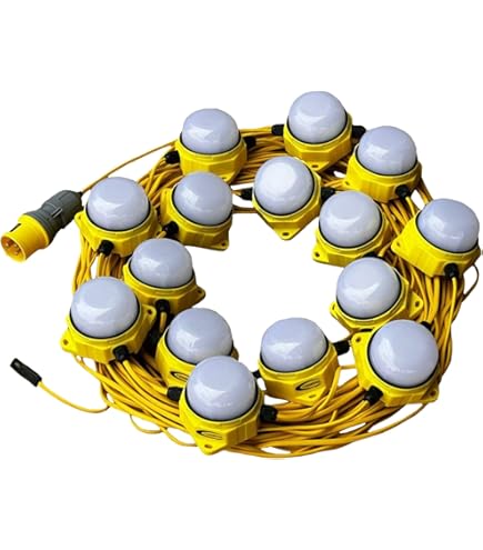 Bright Source 110V LED Site Lighting 12m Festoon Kit, 4000K Cool White