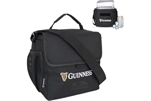 Guinness Lunch Bag 9L – Insulated Cooler Bag for Adults | Compact Lunch Box with Bottle Holders | Ideal for Work, Travel, Picnic & Beach | Official Guinness Shoulder Cooler Bag