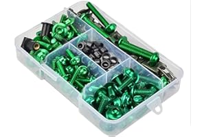 Torcarvh Motorrad Verkleidung Schrauben Kit Schrauben 177 Stück Karosserie Schrauben Mutter Ersatz CNC Legierung M6 M5 Motorräder Bolzen Clip Mutter für Motorrad Auto Zubehör (177 PCS-Grün)