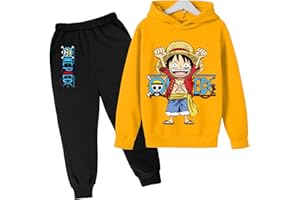 CHAORWE 2022 Anime One Piece Luffy Chándal para Niños, Sudaderas De Dibujos Animados Conjuntos Sudaderas con Capucha y Pantalones De Jogging 4 A 14 Años
