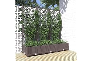 Cozynest Pflanzkübel mit Rankgitter Braun 120x40x121,5 cm PP