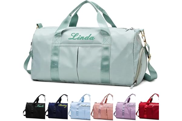 Sac de Sport personnalisé, Sacs de Sport brodé personnalisé avec Logo Texte nom, Sac de Voyage, Sac de Danse, Sac de Week-End, Sac de Yoga pour Femmes et Filles