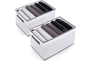 Mamowla Armadio Vestiti Organizer 6 Scomparti, Confezione da 2, Armadio Pieghevole Scatola di Immagazzinaggio con 9 Diviso Griglie, Cassetto Organizzare per Leggins, Sportivi Pantaloni