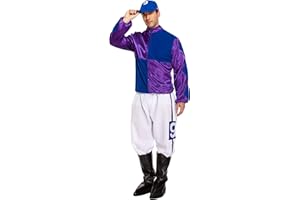 HENBRANDT Adult Men’s Horse Jockey Outfit with Peaked Hat and Boot Covers Sports Fancy Dress Costume Racing Jockey Dress Up Outfit One Size Mens Fancy Dress Costume