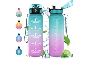 Vikastar Borraccia, 500ml/1000ml/1500ML Sportiva Prova di Perdite, Borraccia Motivazionale, Sportiva Tempo, Borraccia Sportiva, con Filtro, Borracce, Bottiglia Acqua per Studio Fitness, Scuola