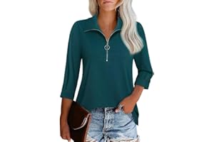 GRMLRPT 2024 Camiseta de Manga 3/4 Mujer Moda Cuello en V Vintage Blusa Suelta Tops Casual PoloT-Shirt Basica Cómoda(Multicolor,S-XXL)
