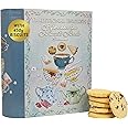 Afternoon Tea Book Biscuit Tin Gift - Christmas Biscuits Gift Set with Scottish Shortbread, Assorted Biscuits Gift Selection Box, Festive Biscuits Tin Hamper - Novelty British Gifts for Women & Men