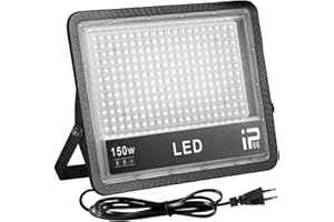 OUSIDE Faretto LED Esterno 150W con Spina - Super Luminoso 15000LM, Bianco Freddo 6500K, IP66 Impermeabile per Giardino, Patio, Cortile, Terrazza e Garage