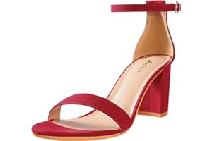 Ankis Heels Sandals for Women Open Toe Ankle Strap Chunky Heel Pump Sandals Party Wedding Strappy Buckle Sandals Standard Size 2.75 Inches Thick Heel