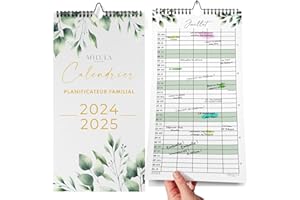 MILULA STUDIOS Calendrier 2024/25 Mural (18 Mois) - Calendrier Familial 2024 2025 au format 31 * 21cm - Calendrier Juillet 2024 - décembre 2025 - Grand Calendrier mensuel 2024 2025 - Calendrier de Bureau Mensuel