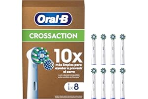 Oral-B Pro CrossAction Cabezales De Recambio ORIGINALES para Cepillo de Dientes Eléctrico Oral-B Pro, Pack de 8 Recambios Con Indicador De Uso, Blanco (Tamaño Buzón)