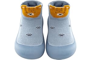 Aggroot Chaussons Chaussettes Antidérapants Bébé Garçons Filles Semelle Souple Chaussures Premier Pas Doux Respirant pour Enfants Pantoufle 0-24 Mois