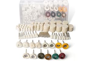 Wolle Filz Polieren Bits Wollfilz Polierscheiben, 134 Stück Polieraufsatz Akkuschrauber, Polierscheibe Kompatibel mit Dremel Polieraufsätze mit 1/8" Schaft Polieren, Buffing Wheel für Metall Glas