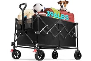 MALOROY All Terrain Folding Beach Trolley Cart 180L, Collapsible Festival Trolley with Extra Wide Tyres & Dual Brakes - Large Folding Wagon for Beach, Camping, Garden, Shopping，Outdoor，XXL