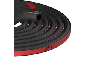 Jobon Car Door Seal Automotive Weather Stripping, Self Adhesive Rubber Seal Strip, D-Shape Car Door Soundproofing Weatherstripping, Car Door Rubber Sealing Strip for Truck Hood (15 * 15mm, 6M/20Ft)