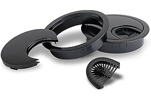 ‎LOUMAXX LouMaxx Kabeldurchführung 60mm Ø - 2er Set Kabeldurchlass Metall Schwarz - Kabeldurchführung Schreibtisch mit Staubdichtung – für mehr Ordnung