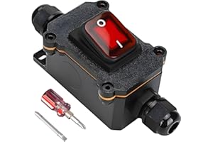 Acboor Interruptor en línea impermeable: interruptor de cable en ambos lados de encendido y salida 12 V CC 20 A DPST 4 pines 12 V interruptor impermeable con LED luz roja botones joystick