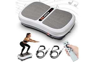 TRICLICKS Vibration Plate Exercise Machine, Fitness Vibration Plate Platform with Built-in Bluetooth Speaker & 2 Resistance Bands, Whole Body Workout Vibrating Plate For Weight Loss Lymphatic Drainage