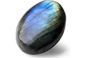 MAIBAOTA 2.4" Labradorite Healing Crystal Gemstones Pocket Polished Moonstone Gifts Oval Shape Reiki Spiritual Energy Nature Crystals for Women Men Relief Balancing Stress Divination Meditation