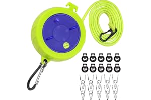 GENERISCH Tendedero retráctil, 10 metros, portátil, antibobinado, tendedero de viaje, ajustable, con 10 hebillas fijas y 20 pinzas para la ropa para camping, exterior e interior (verde)