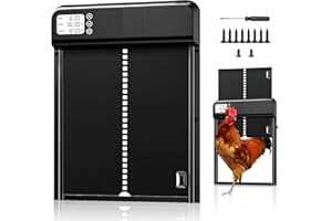 DPZO Porta automatica del pollaio con sollevamento automatico temporizzato, funzione anti-pizzico, porta del pollaio elettrico impermeabile alla pioggia e all'acqua, lunga durata, 32 cm x 24,4 cm, nero