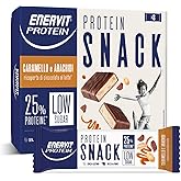 Enervit, Snack Astuccio 8 Barrette con Arachidi, Cramello e Cioccolato al Latte, Barrette Energetiche Ricche di Proteine e Fi