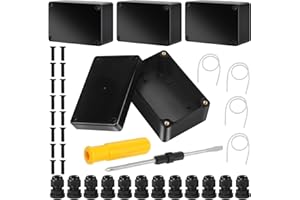 QICHAN 4 Pezzi Scatola Derivazione Stagna, Cassetta Derivazione Esterna Impermeabile IP67 Nera con 12 Pressacavi, Scatole Elettriche da Esterno Stagne per Installazioni Elettriche Interne ed Esterne