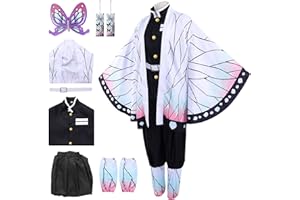 Amycute Déguisement Anime Cosplay Enfant et Adulte Fête Halloween Carnaval Ensemble Costume Cape Japonais Kimono Accessoires Ceinture Boucle d'oreille pour Fille Garcon Homme Femme